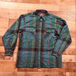 Backpacker Sportswear Flannel Shirt Men’s Large Green Plaid Outdoor Vintage